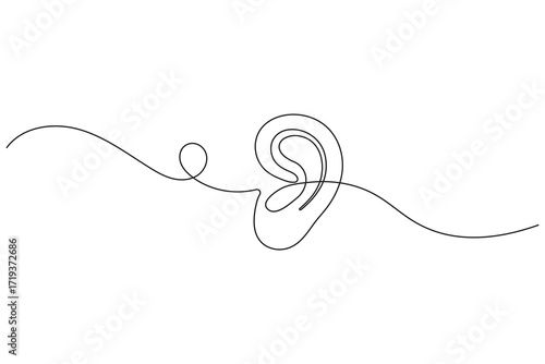 Ears icon continuous one line drawing minimalist style isolate outline vector illustration
