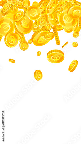 European Union Euro coins falling. Scattered gold