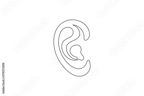 Ears icon continuous one line drawing minimalist style isolate outline vector illustration
