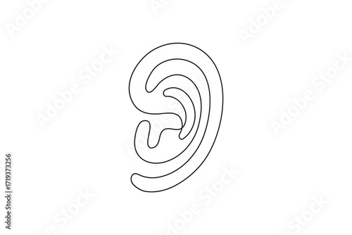 Ears icon continuous one line drawing minimalist style isolate outline vector illustration
