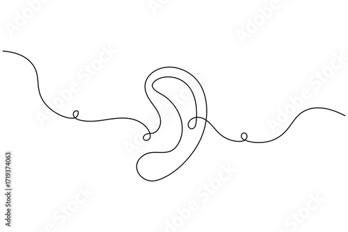 Ears icon continuous one line drawing minimalist style isolate outline vector illustration
