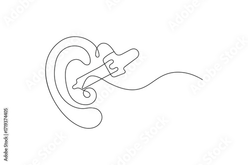Ears icon continuous one line drawing minimalist style isolate outline vector illustration
