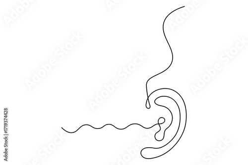 Ears icon continuous one line drawing minimalist style isolate outline vector illustration

