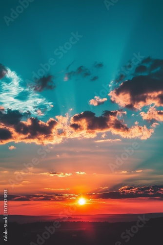 Beautiful sunset sky landsape background orange bluesky nature scenic view walpaper photography