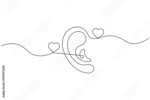 Ears icon continuous one line drawing minimalist style isolate outline vector illustration
