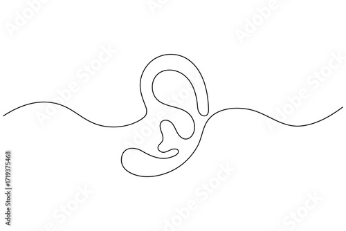 Ears icon continuous one line drawing minimalist style isolate outline vector illustration
