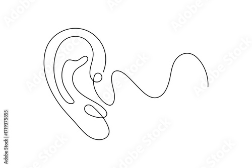 Ears icon continuous one line drawing minimalist style isolate outline vector illustration
