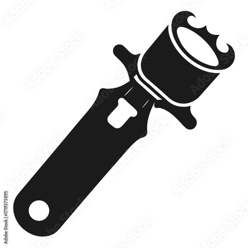 Black silhouette of a stun gun features a cylinder head and an oval handle