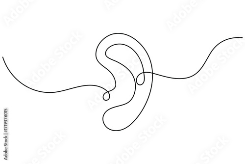 Ears icon continuous one line drawing minimalist style isolate outline vector illustration
