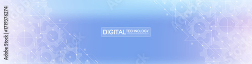 Motherboard technology circuit board texture design. Creative idea AI banner concept for internet technology. Digital motherboard concept for poster, cover, banner, header, web presentation template.