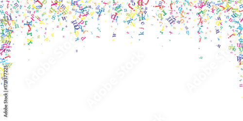 Falling letters of English language. Colorful