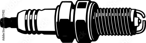 black and white silhouette of a spark plug vector on a white background
