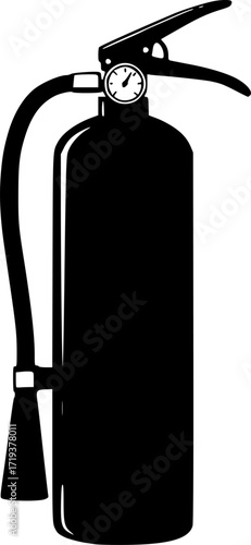 black and white silhouette of a fire extinguisher vector on a white background