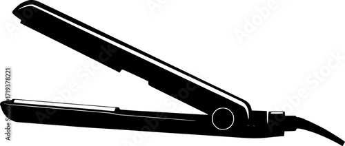 black and white silhouette of a hair straightener vector on a white background
