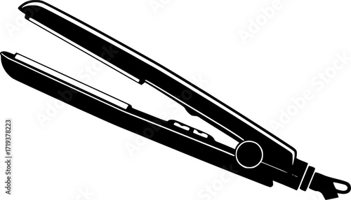 black and white silhouette of a hair straightener vector on a white background
