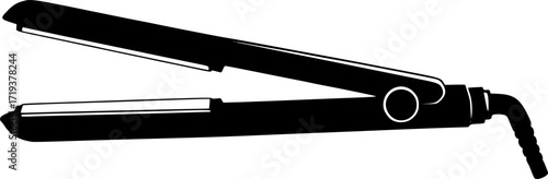 black and white silhouette of a hair straightener vector on a white background
