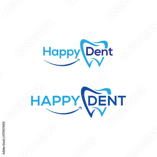 Happy dent logo for dental clinic and dentistry