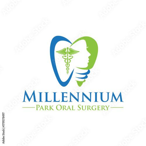 Millennium park oral surgery logo with caduceus icon