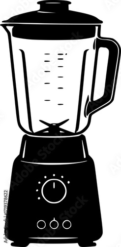 black and white silhouette vector blender on white background
