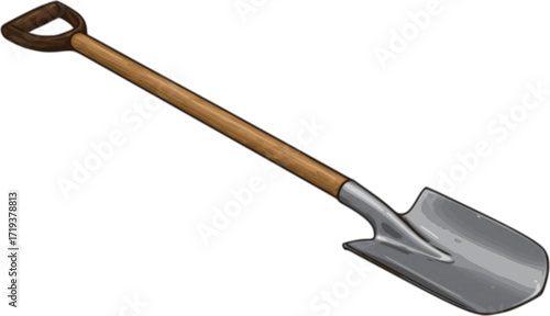Silhouette image of a shovel on a white background
