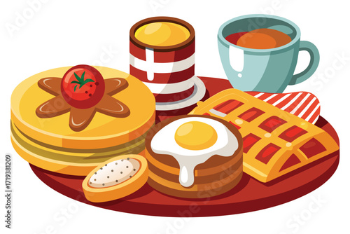 Assorted pastries are neatly arranged alongside a vibrant beverage and decorative dishware