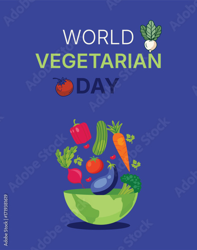 Promote world vegetarian day with fresh vegetables and healthy eating habits