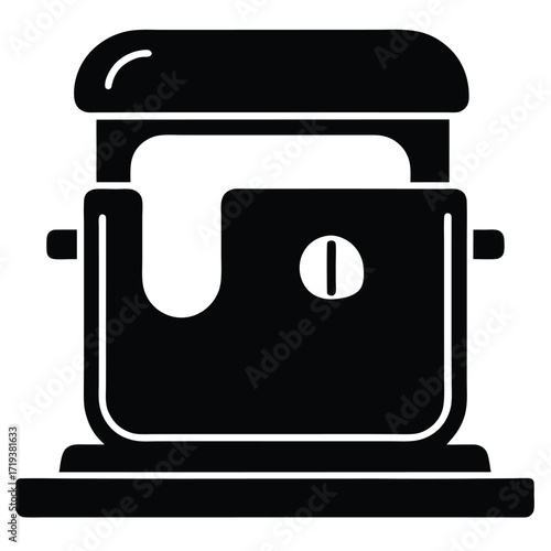 Solid black industrialstyle machine features handles and a rectangular shape above the base