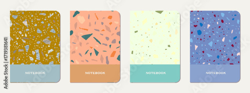 School diary cover design. Terrazzo abstract