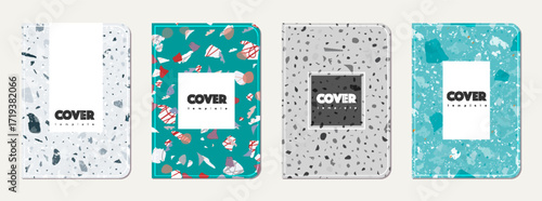 School diary cover design. Terrazzo abstract