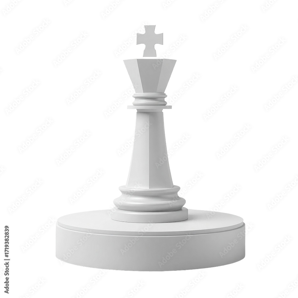 Fototapeta premium Elegant White Chess King Piece on a Round White Stand