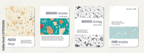 School notebook cover design. Terrazzo abstract