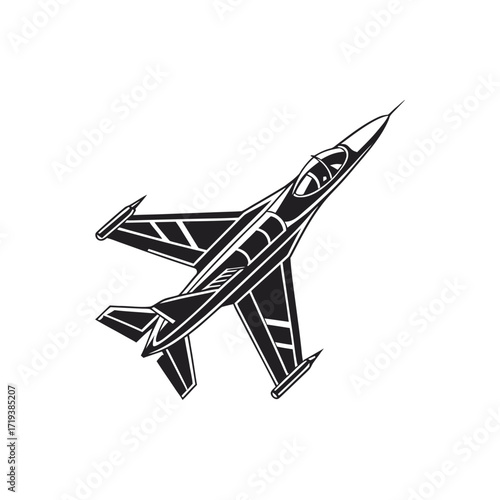 Stylized illustration of a fighter jet in flight
