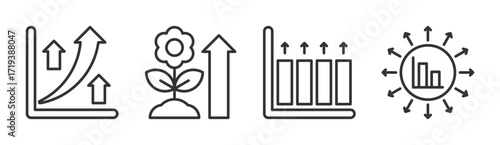 Growth icon set multiple concept collection