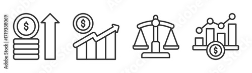 Profit icon set multiple concept collection
