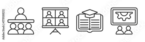 Training icon set multiple concept collection