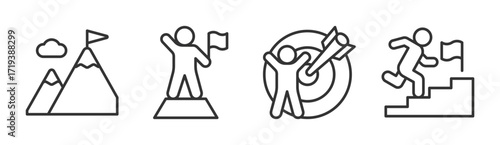 Challenge icon set multiple concept collection