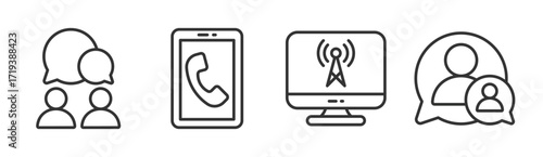 Communication icon set multiple concept collection