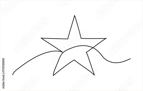 Star continuous one line drawing vector illustration, Star drawing with editable stroke on white background. Vector illustration. Hand giving star continuous line drawing rating symbol,