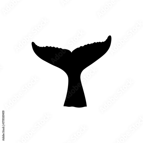 Humpback whale tail silhouette vector flat illustration design.