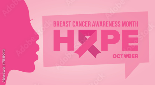 Breast Cancer Awareness Month. Pink october. Pink ribbon. Woman healthcare. Celebrate annual. Medic concept. Girl solidarity. Cancer prevention. Female disease. Poster, banner and background. Vector