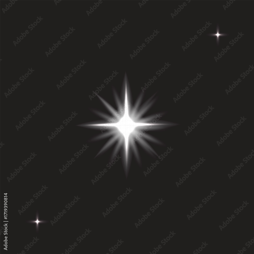 Obraz premium Bright White Starbursts on a Dark Background for Graphic Design Elements