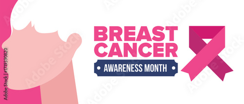 Breast Cancer Awareness Month. Pink october. Pink ribbon. Woman healthcare. Celebrate annual. Medic concept. Girl solidarity. Cancer prevention. Female disease. Poster, banner and background. Vector