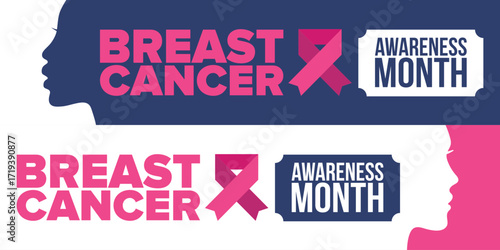 Breast Cancer Awareness Month. Pink october. Pink ribbon. Woman healthcare. Celebrate annual. Medic concept. Girl solidarity. Cancer prevention. Female disease. Poster, banner and background. Vector