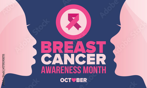 Breast Cancer Awareness Month. Pink october. Pink ribbon. Woman healthcare. Celebrate annual. Medic concept. Girl solidarity. Cancer prevention. Female disease. Poster, banner and background. Vector