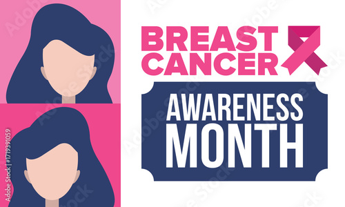 Breast Cancer Awareness Month. Pink october. Pink ribbon. Woman healthcare. Celebrate annual. Medic concept. Girl solidarity. Cancer prevention. Female disease. Poster, banner and background. Vector