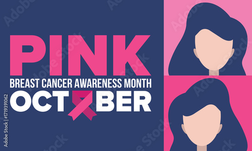 Breast Cancer Awareness Month. Pink october. Pink ribbon. Woman healthcare. Celebrate annual. Medic concept. Girl solidarity. Cancer prevention. Female disease. Poster, banner and background. Vector