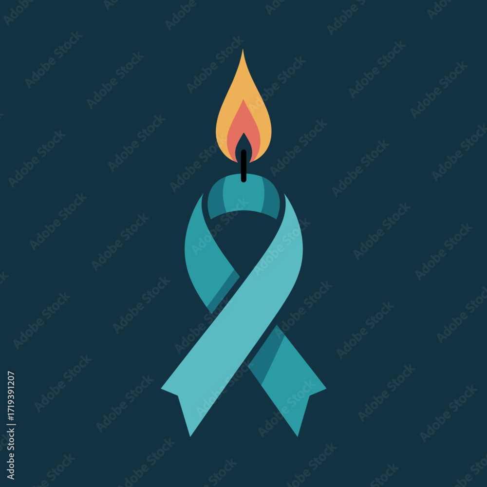 Obraz premium Candle Flame Ribbon Scleroderma Awareness Poster