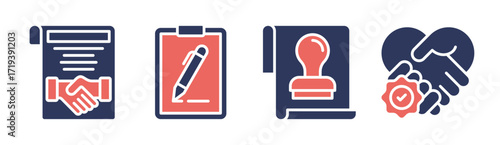 Contract icon set multiple concept collection