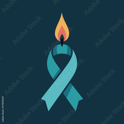 Candle Flame Ribbon Scleroderma Awareness Poster