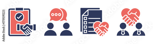 Negotiation icon set multiple concept collection
